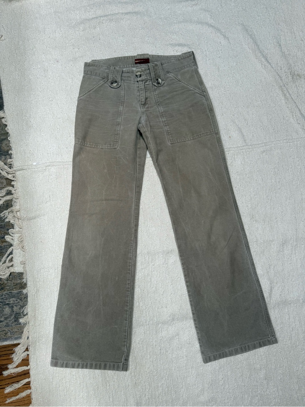Zara Trafaluc Women’s Gray Velvet Straight Leg Pants Pockets Size 8